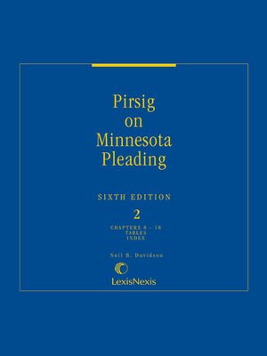 cover image of Pirsig on Minnesota Pleading